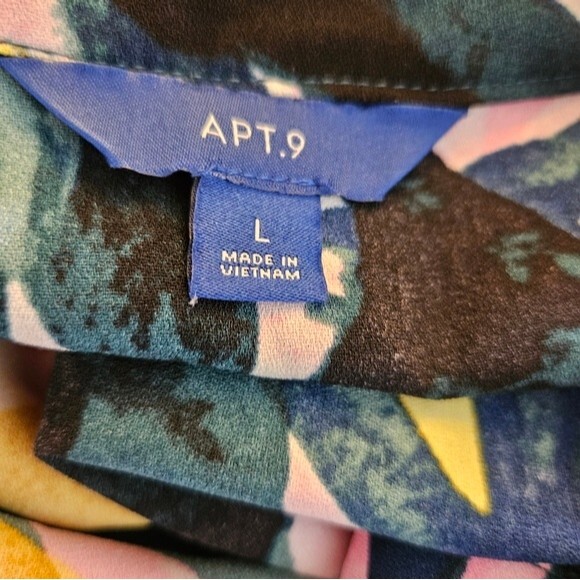 Apt. 9 Tropical Green, Yellow & Pink Abstract Print Open Front Kimono Blazer - Picture 7 of 7